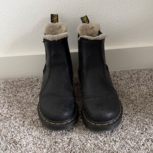 Dr. Martens Black Ankle Boots with Fur Lining